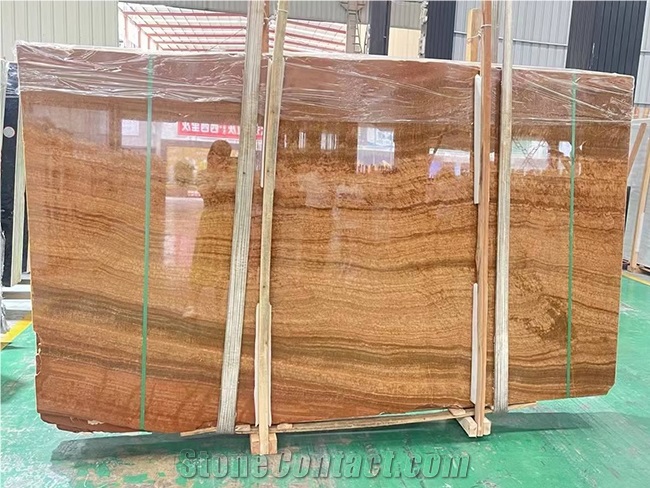 Chinese Natural Wooden Yellow Marble Tiles