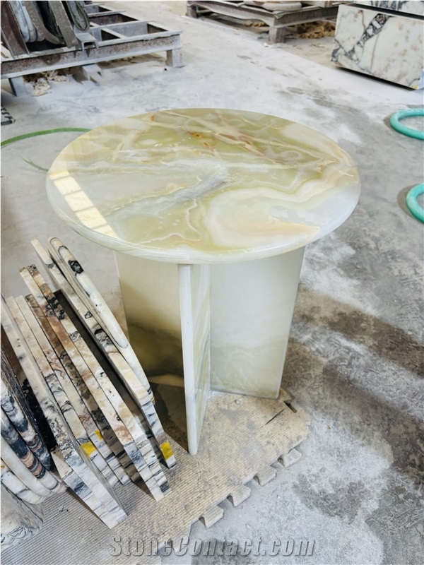 HRST STONE Green Onyx Side Coffe Sofa Table For Sale