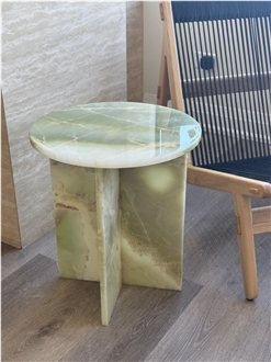 HRST STONE Green Onyx Side Coffe Sofa Table For Sale