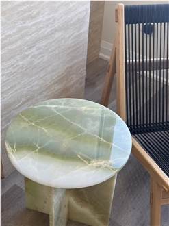 HRST STONE Green Onyx Side Coffe Sofa Table For Sale