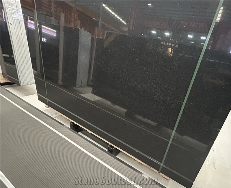 China Black Marble Slabs With Golden Spots Polished Slabs
