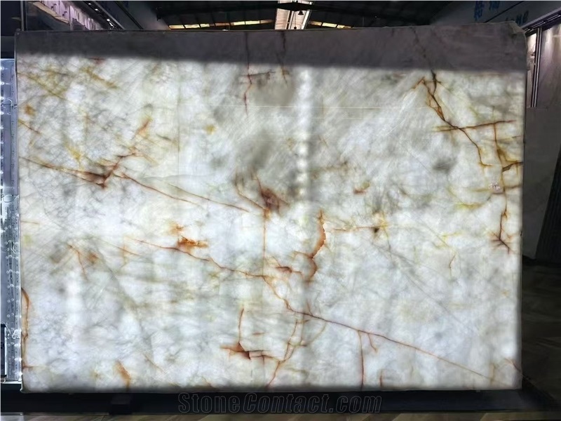 Backlit Natural Crystallo White Quartzite Slabs