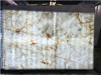 Backlit Natural Crystallo White Quartzite Slabs