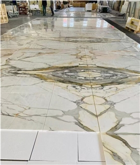 Bookmatch Calacatta Gold Marble Floor Tiles For Hotels