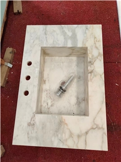 Integrated Marble Calacatta Gold Counter Sink For Bathroom