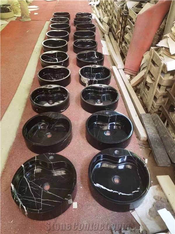 Round Noce Travertine Wash Basins For Bathroom