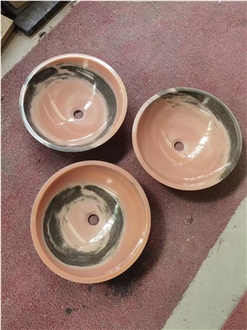 Round Noce Travertine Wash Basins For Bathroom