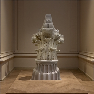 Beige Marble Corinthian Round Pillar Columns