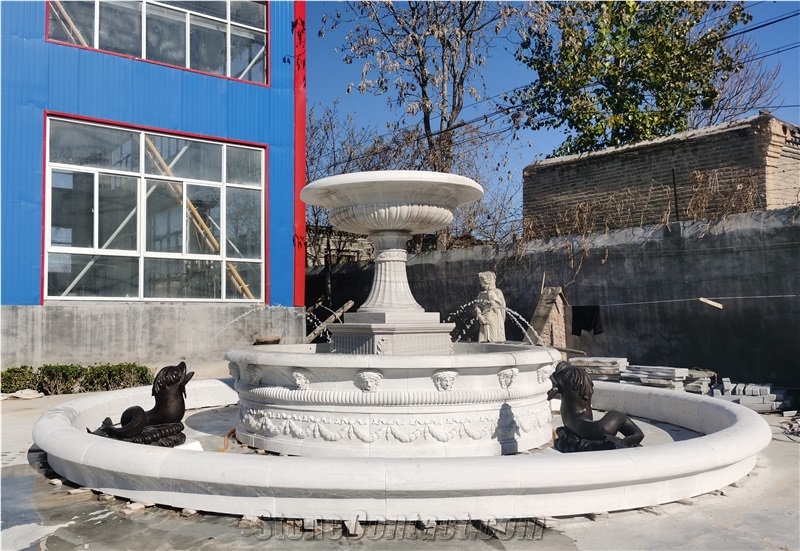 White Marble Garden Fountain Custom Made Landscapes