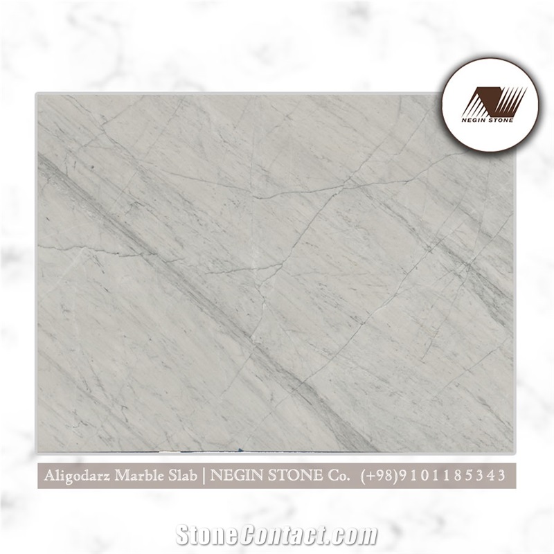 Aligodarz White Scatto Marble Slabs