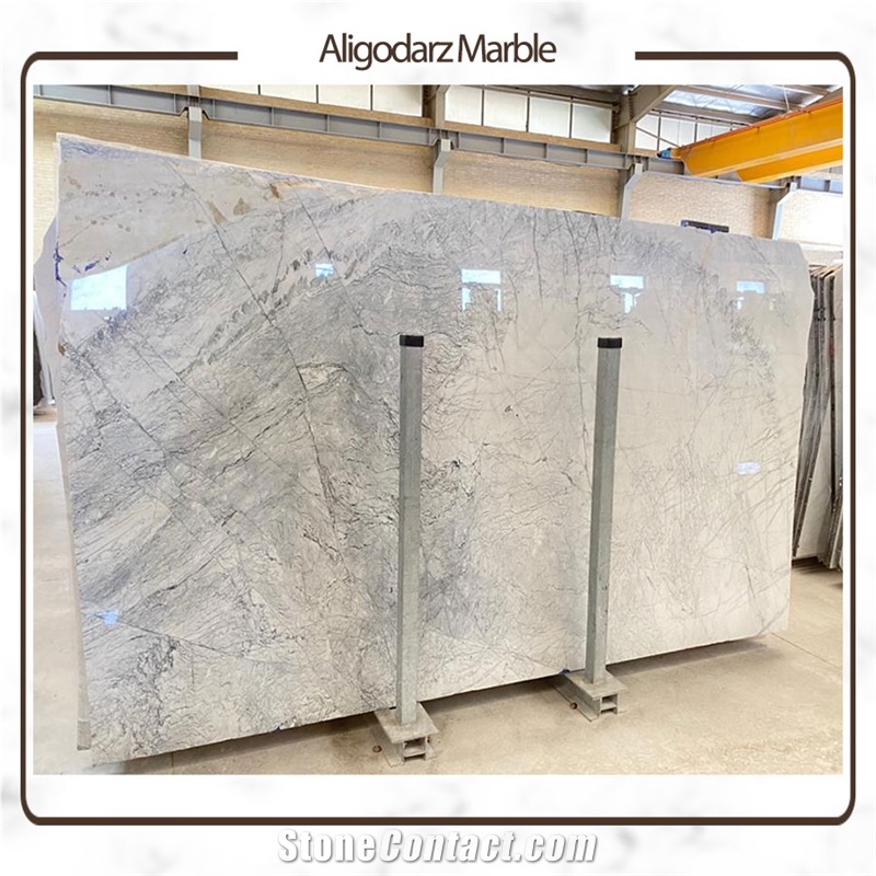 Aligodarz White Scatto Marble Slabs