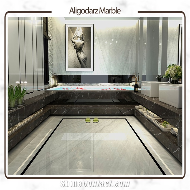 Aligodarz White Scatto Marble Slabs