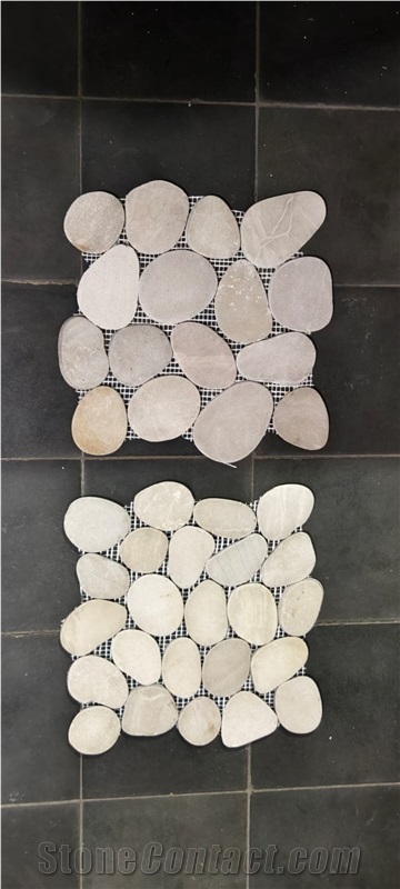 Coral Stone Sliced Pebble Mosaic 5-8Cm