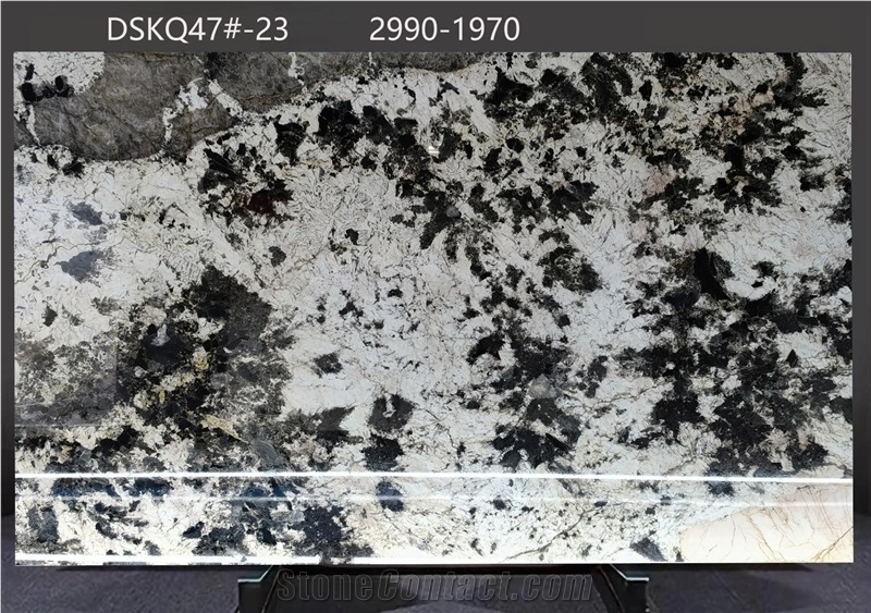 Alaska White Granite Slabs Presenting Random Black Flecks