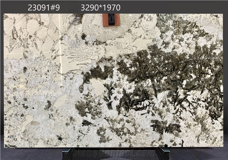 Alaska White Granite Slabs Presenting Random Black Flecks