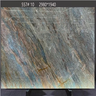 Amazon Blue Quartzite Slabs Revealing Artistic Color Flows