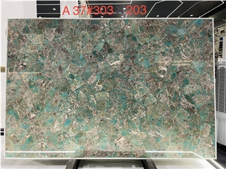 Amazonita Granite Slabs Presenting Complex Color