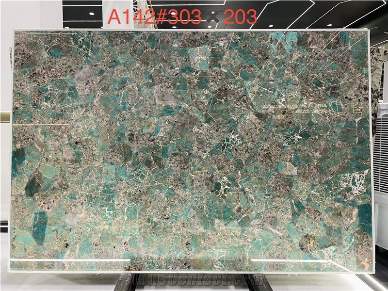 Amazonita Granite Slabs Presenting Complex Color
