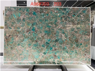 Amazonita Granite Slabs Presenting Complex Color