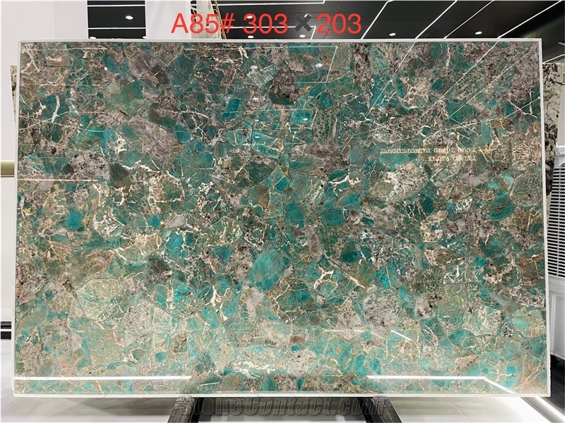 Amazonita Granite Slabs Revealing Artistic Color Contrasts