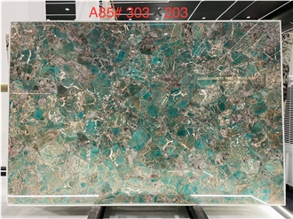 Amazonita Granite Slabs Revealing Artistic Color Contrasts