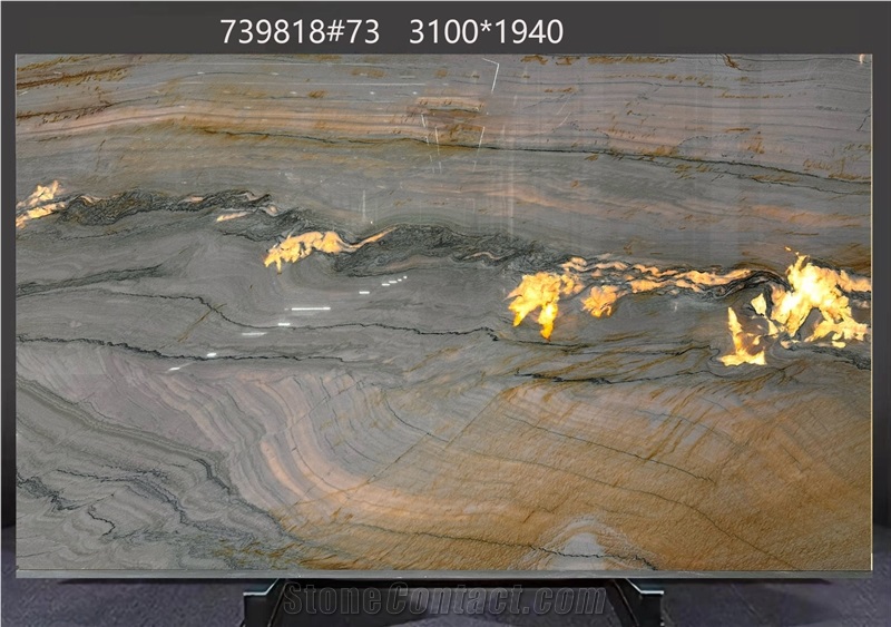 Aquarella Quartzite Slabs With Dynamic Color Swirls