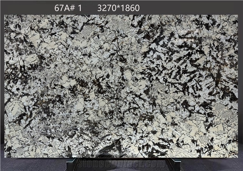 Bianco Antico Granite Slabs Presenting Dispersed Dark