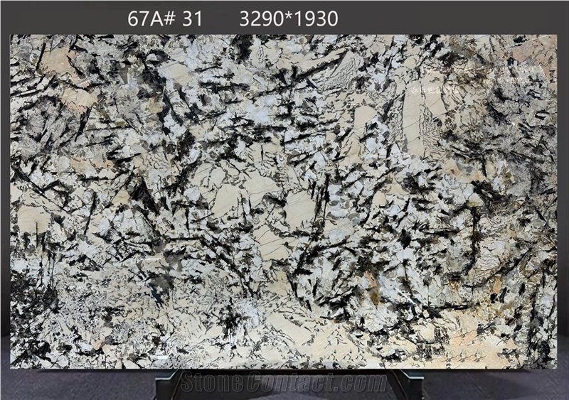 Bianco Antico Granite Slabs Presenting Dispersed Dark