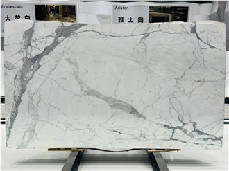 Bianco Statuario Marble Slabs Displaying Intricate Veining