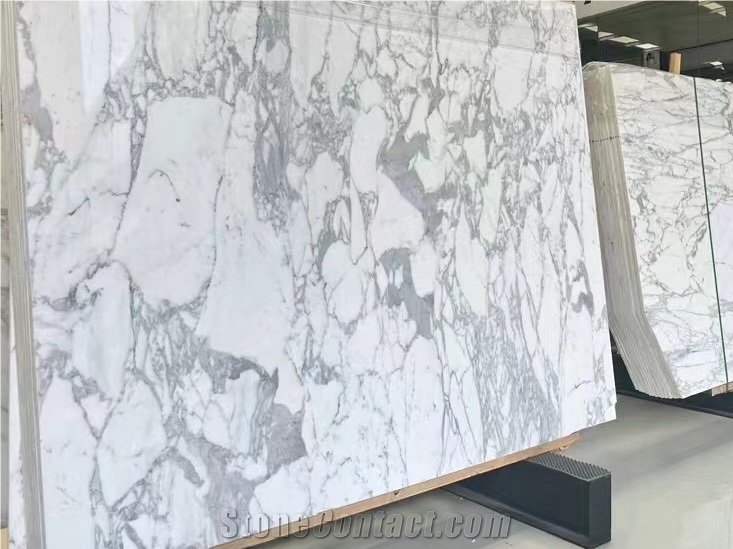 Bianco Statuario Marble Slabs Displaying Intricate Veining