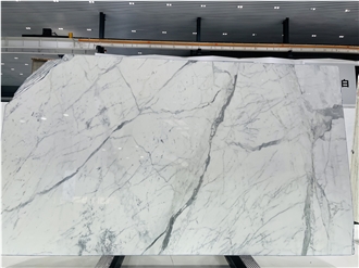 Bianco Statuario Marble Slabs With Dramatic Gray Veins