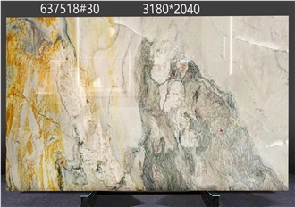 Calacatta Macaubas Quartzite Slabs Bold Color Transitions