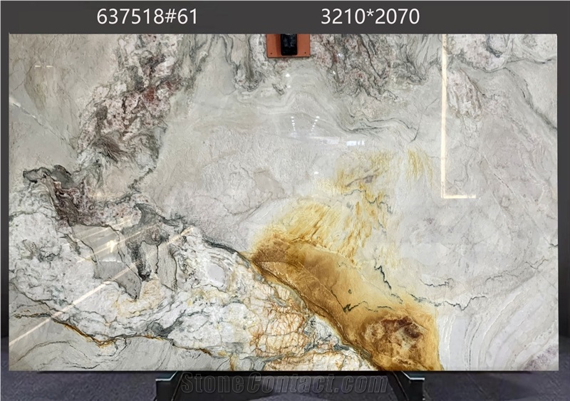 Calacatta Macaubas Quartzite Slabs Flowing Color Gradients