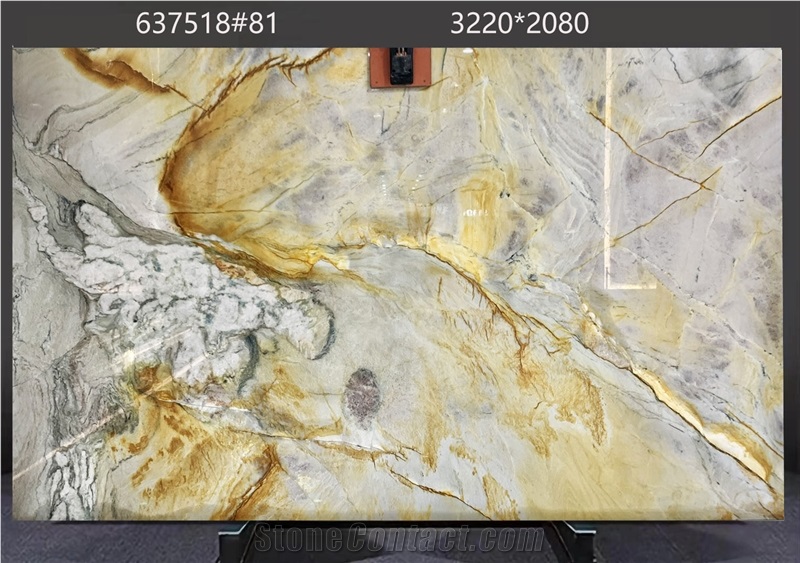 Calacatta Macaubas Quartzite Slabs Flowing Color Gradients