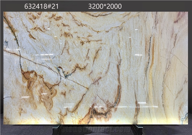 Calacatta Macaubas Quartzite Slabs Flowing Color Gradients