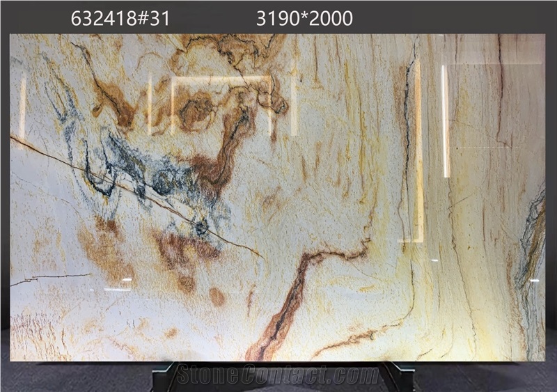 Calacatta Macaubas Quartzite Slabs Flowing Color Gradients