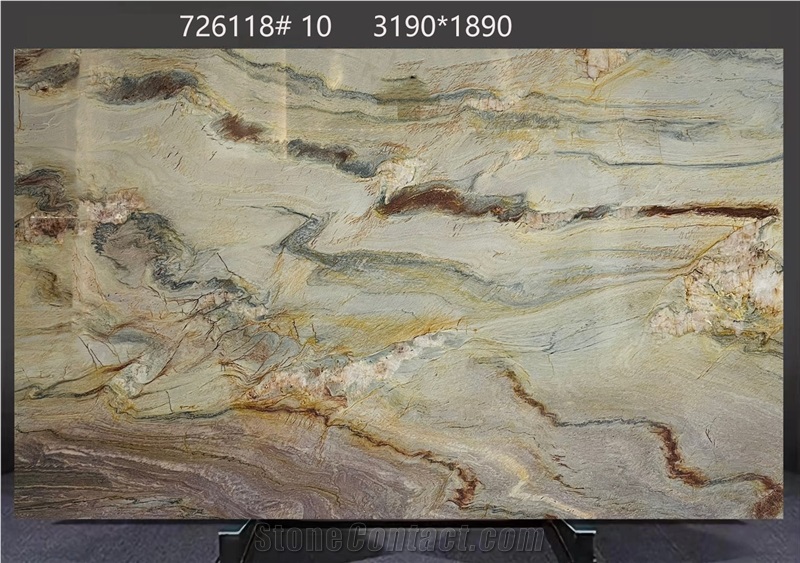 Calacatta Macaubas Quartzite Slabs Mixed Hue Swirls