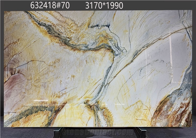 Calacatta Macaubas Quartzite Slabs Revealing Timeless Color
