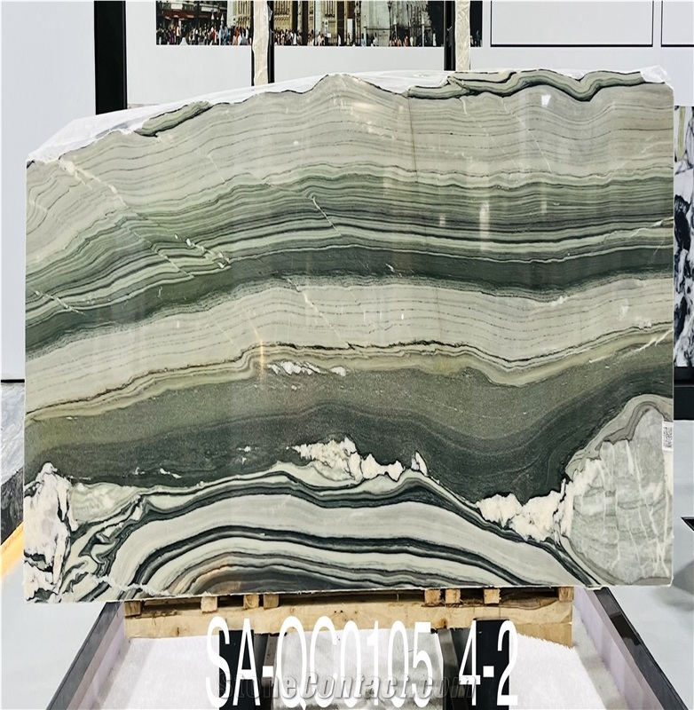 Cristallo Del Mare Quartzite Slabs Presenting Color Veins