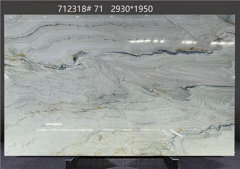 Macaubas Fantasy Quartzite Slabs Displaying Dynamic Streaks