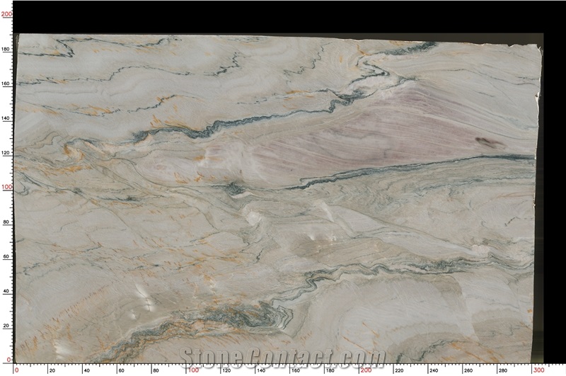 Macaubas Fantasy Quartzite Slabs Presenting Flowing Veining