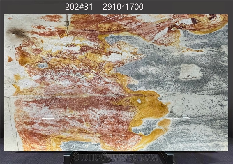 Picasso Quartzite Slabs Presenting Vivid Color Layers
