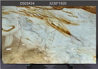 Picasso Quartzite Slabs Showcasing Striking Color Contrasts