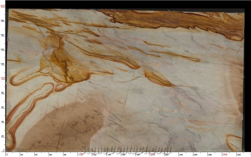 Picasso Quartzite Slabs Showcasing Striking Color Contrasts