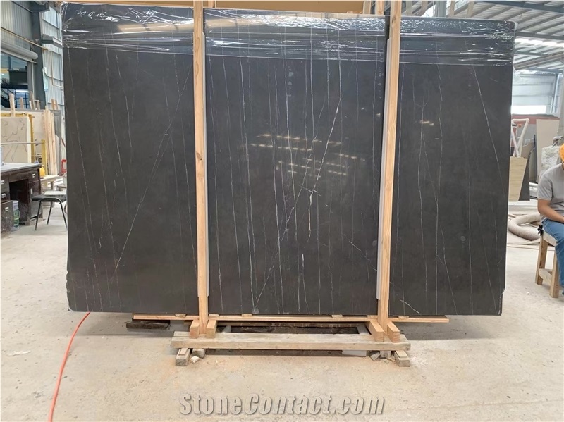Pietra Grey Marble Slabs Presenting Irregular Vein