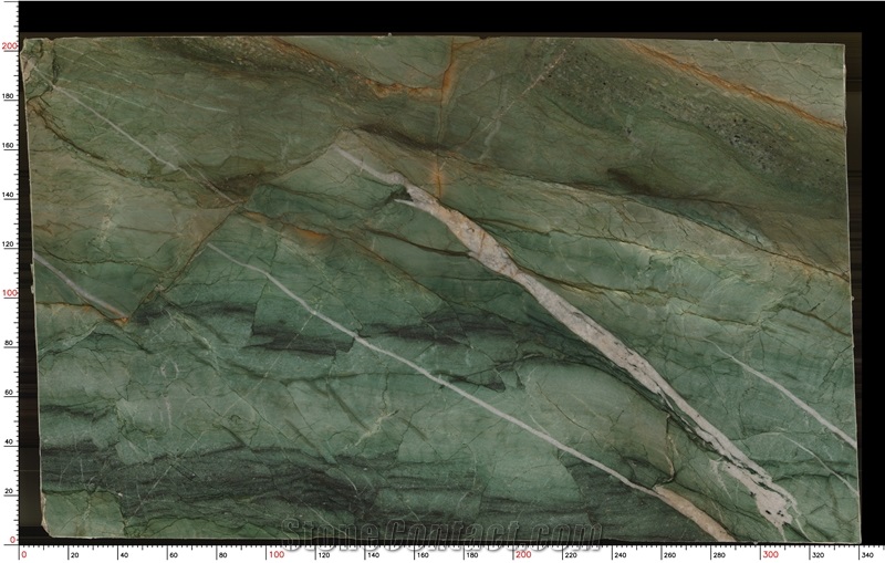 Royal Green Quartzite Slabs Exhibiting Rippled Green Designs