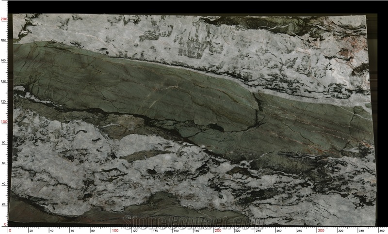Royal Green Quartzite Slabs Featuring Bold White Line