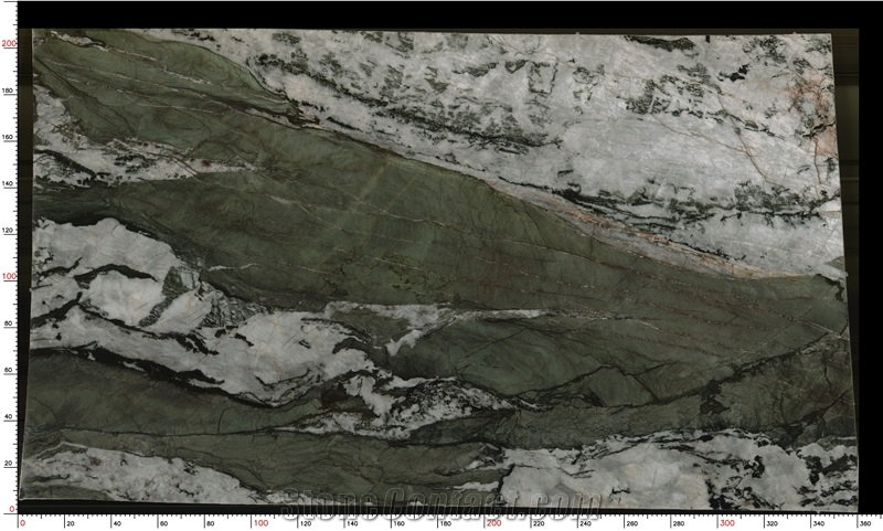 Royal Green Quartzite Slabs Featuring Bold White Line