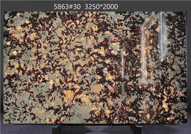 Splendor White Granite Slabs With Asymmetric Dark Veining