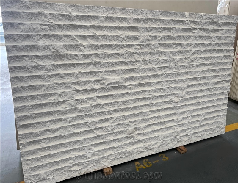 Turkish White Sand Beige Limestone Chiseled - Combed Wall Tiles
